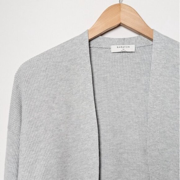 BABATON Decision Shrug Heather Chrome Grey Crop Cardigan Sweater XS - Picture 10 of 13
